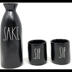 Rae Dunn Rae Dunn SAKE Pitcher SIP Cups Matte Black Ceramic Set